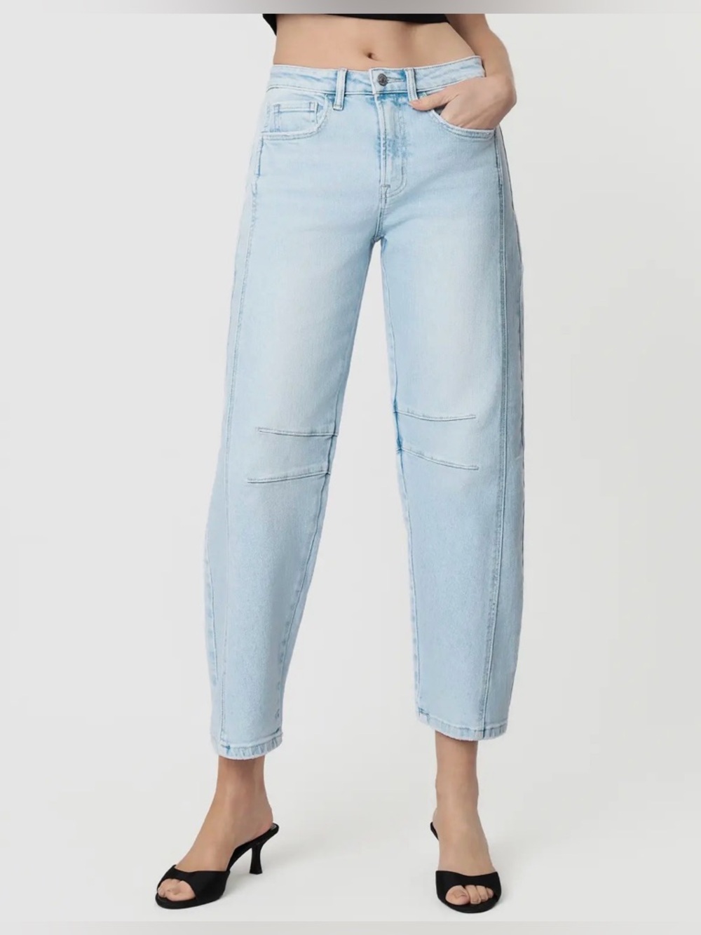 NEW Flying Monkey Barrel Jeans High Rise Northern Lights Light Wash SIZE 28